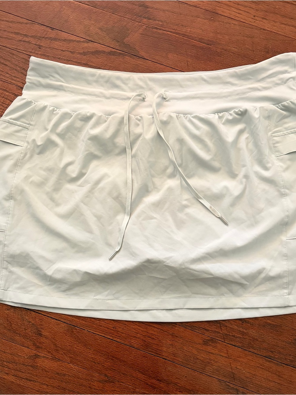 Alia White Athletic Skort with Drawstring Waist